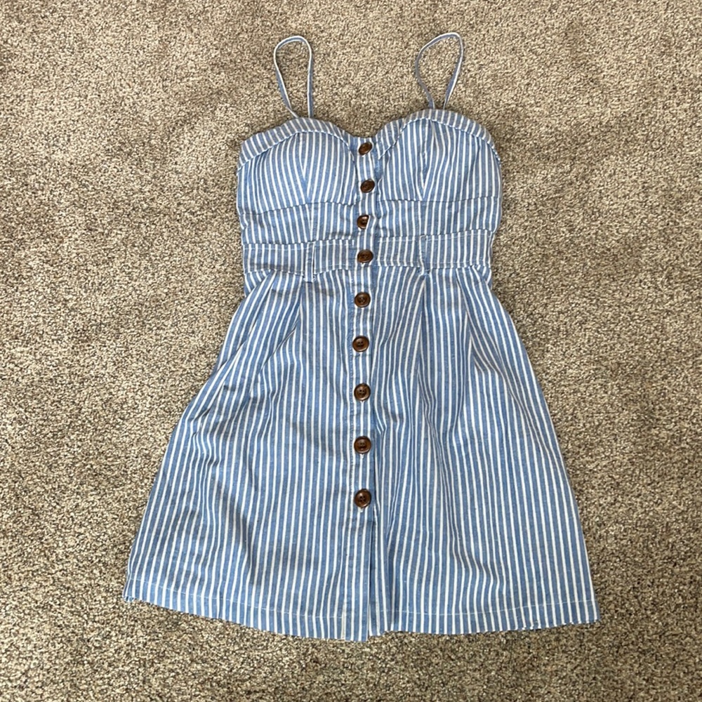 Blue and White Striped Dress